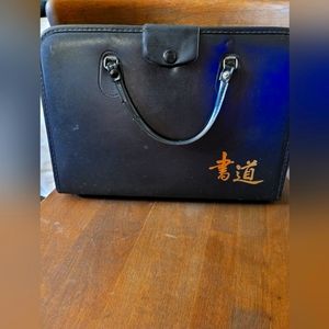 Vintage Japanese calligraphy kit leather bag